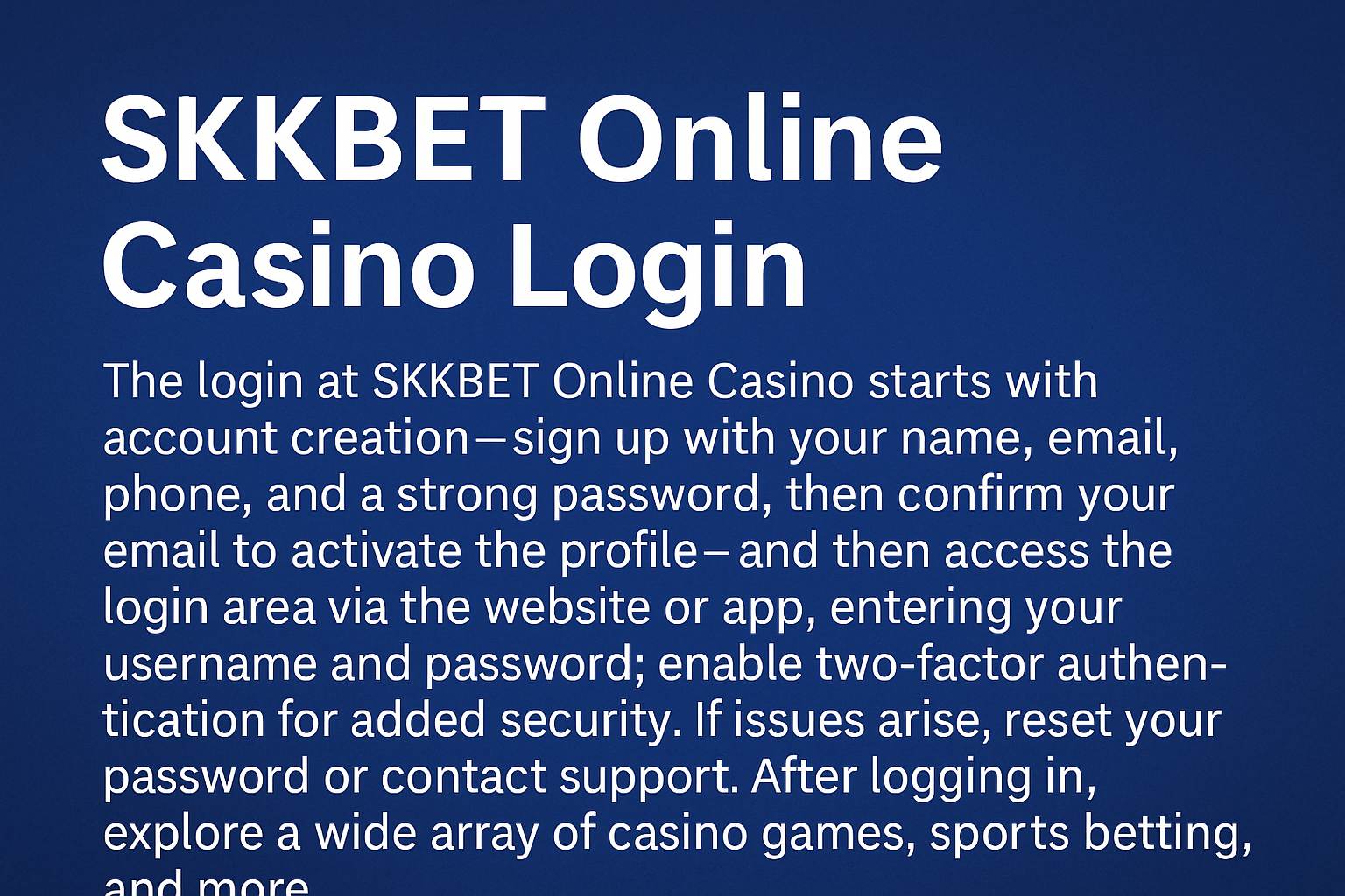 Criar uma nova Conta no plataforma SKKBET 